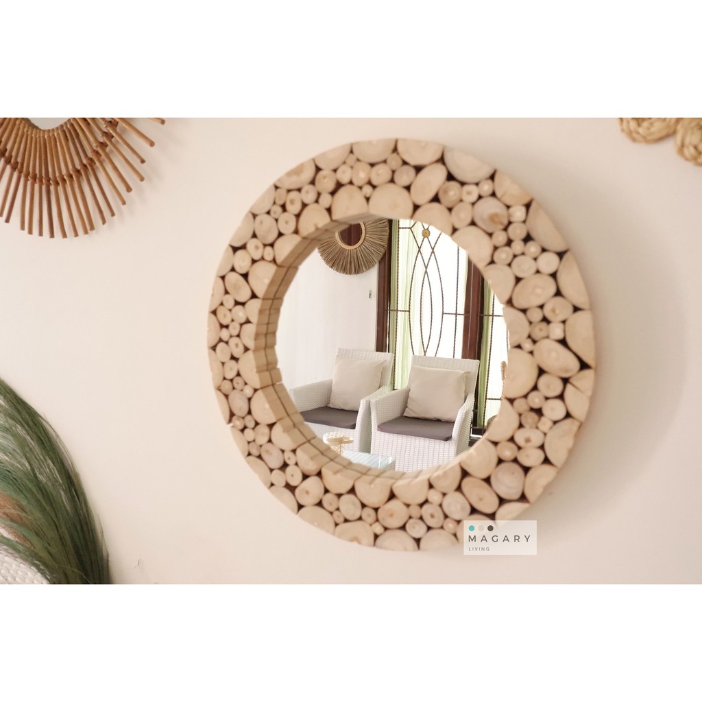 Woody Mirror - Cermin kayu - cermin badan - cermin kaca - cermin dinding - dekorasi dinding - cermin