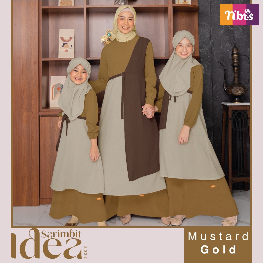Nibras Sarimbit Idea Mustard Gold Baju Couple Keluarga Sarimbit lebaran Kompak Seragam Pengajian