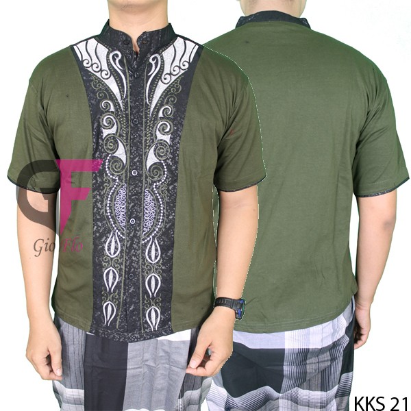 GIOFLO Busana Etnik Nusantara Baju Koko Keren Green / KKS 21