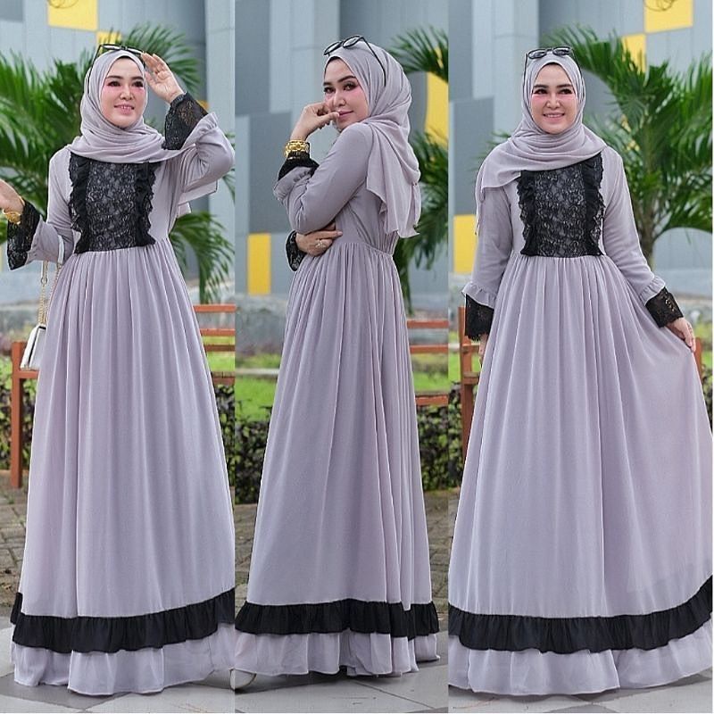 DRESS MUSLIM, baju wanita, baju gamis, dress, gamis, Baju gamis, fashion wanita, emika lace