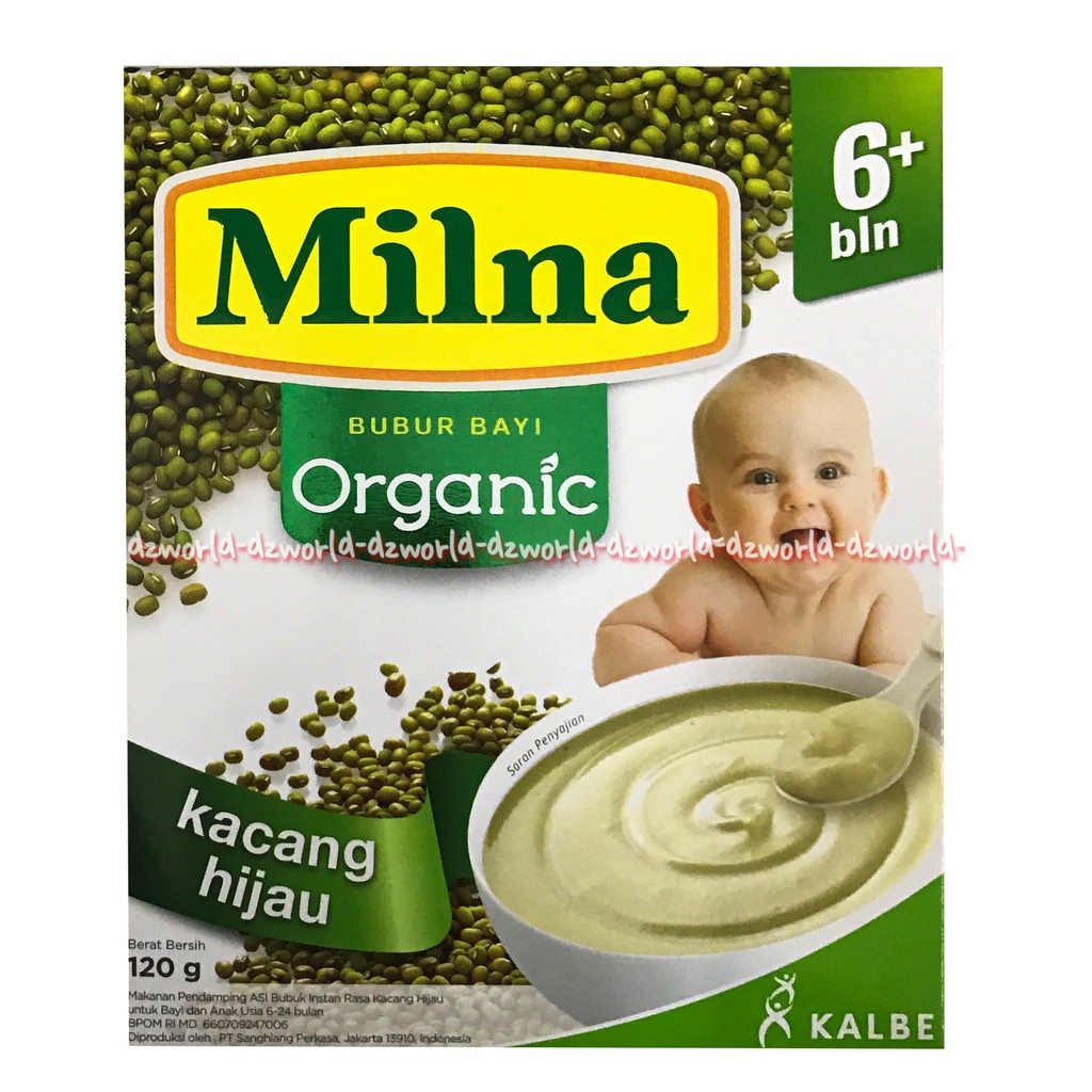 Milna Bubur Bayi Kacang Hijau 120 gr bubur bayi 6 bulan keatas dengan 12 vitamin dan 8 mineral