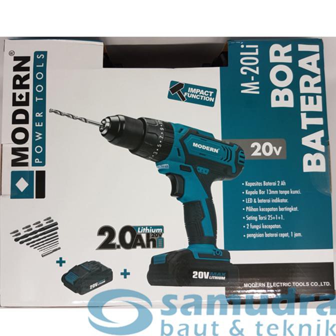 DISKON BESAR Bor Beton Impact Cordless Drill MODERN M-20Li & Aksesoris Mata Bor