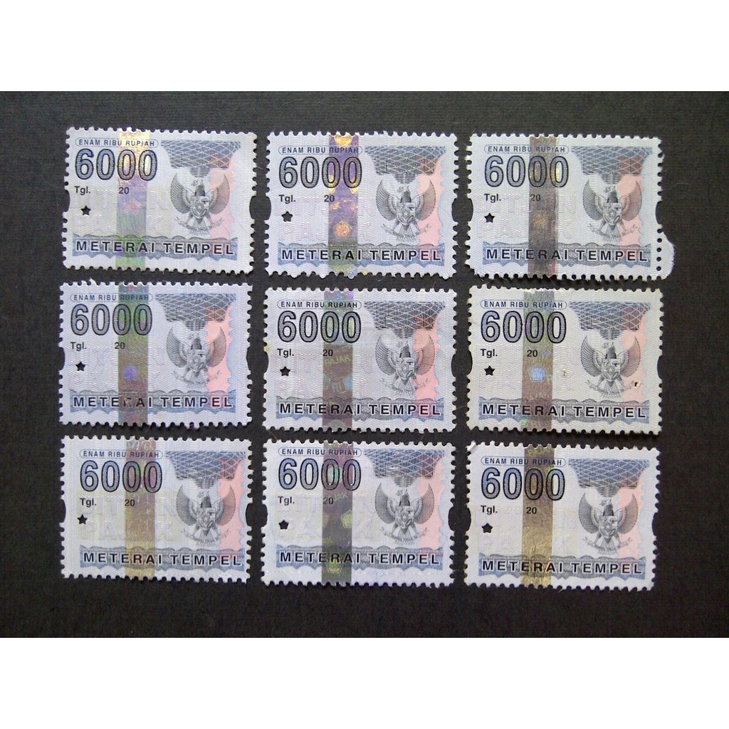 Materai Rp 6000 Pemakaian Tahun 2006 sd 2009
