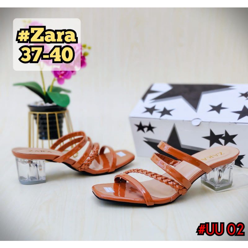 sandal heels hak kaca merk Zara