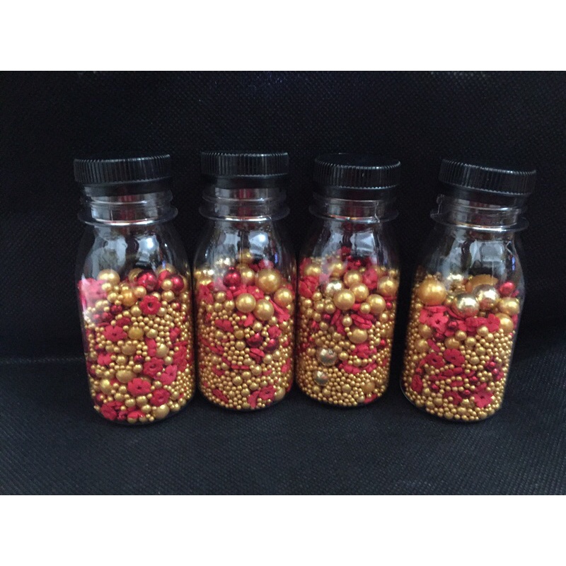 Sprinkles Confetti Hiasan Kue Natal Imlek Valentine Merah Emas 50gr