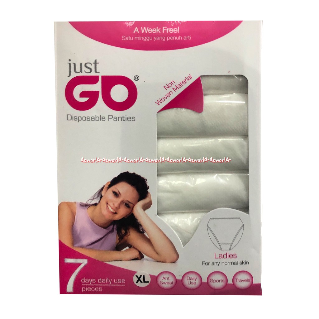 Just Go Disposable Panties XL White Edition Celana Dalam Putih Sekali Pakai