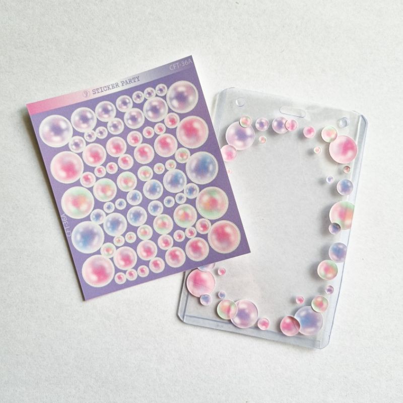 

Sticker Party Stiker Satin Pearl Mutiara Bubble KISS CUT Deco Polco Top Loader Polaroid Kpop CFT36