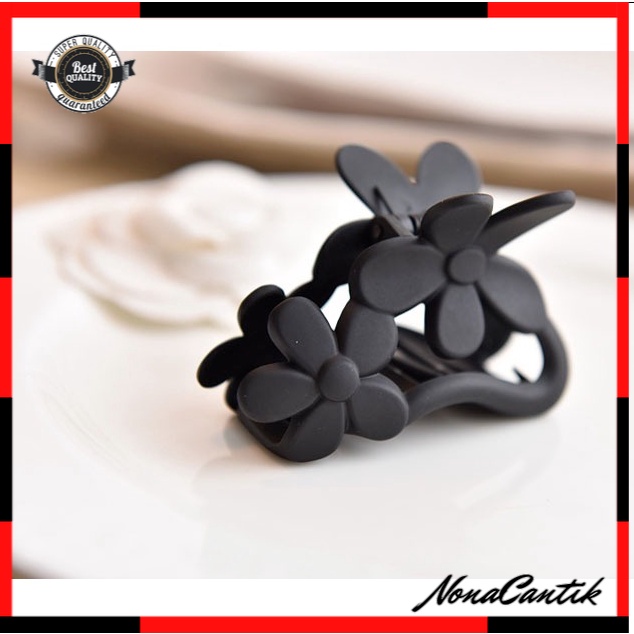 Jedai Doff Black Model Bunga 8cm Jepit Rambut Salon Matte Glossy warna Hitam ukuran Besar Hair Claw Clips