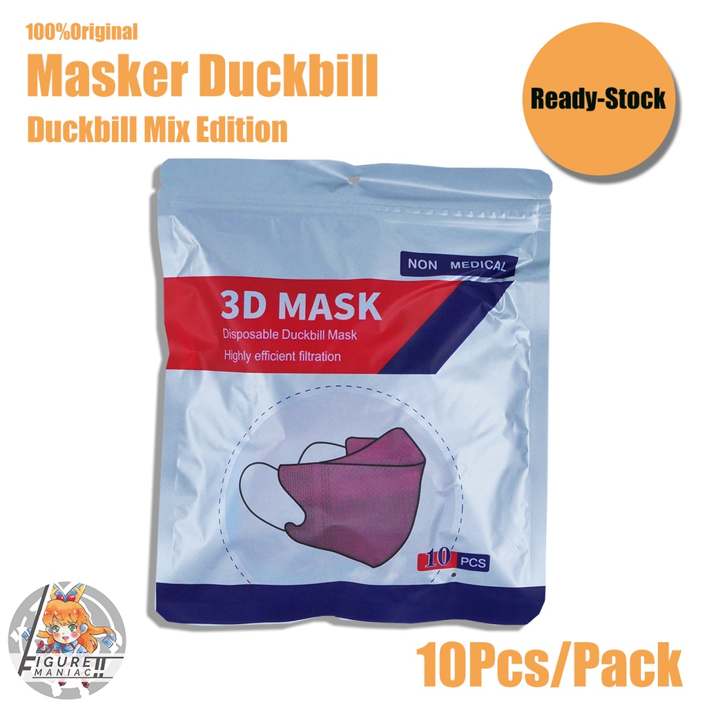 Figure Maniac - Masker Duckbill Mix Warna Perpack isi 10 Bundling 5 pack