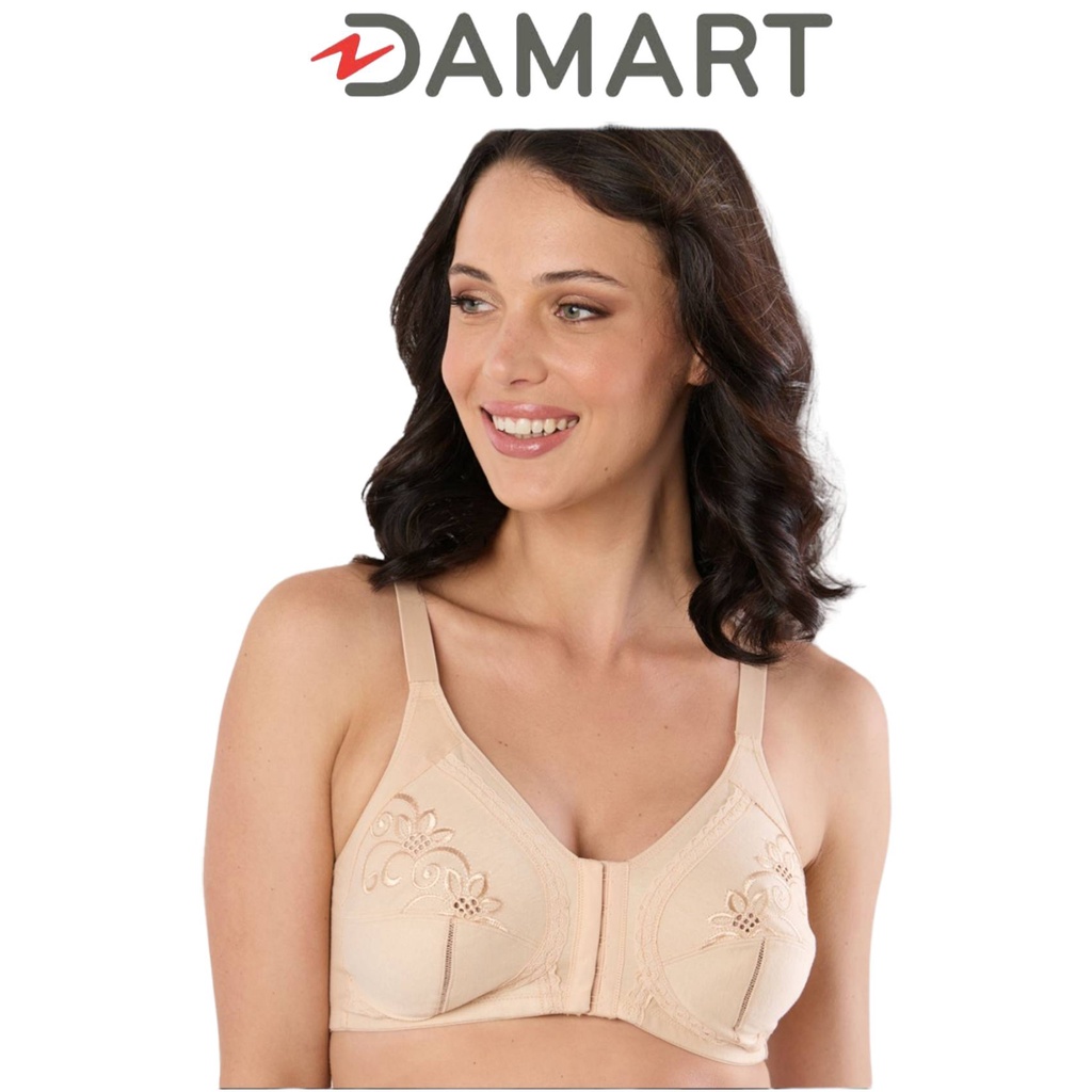 Bra Damart nonpad nonwire color chocolate front clouser.