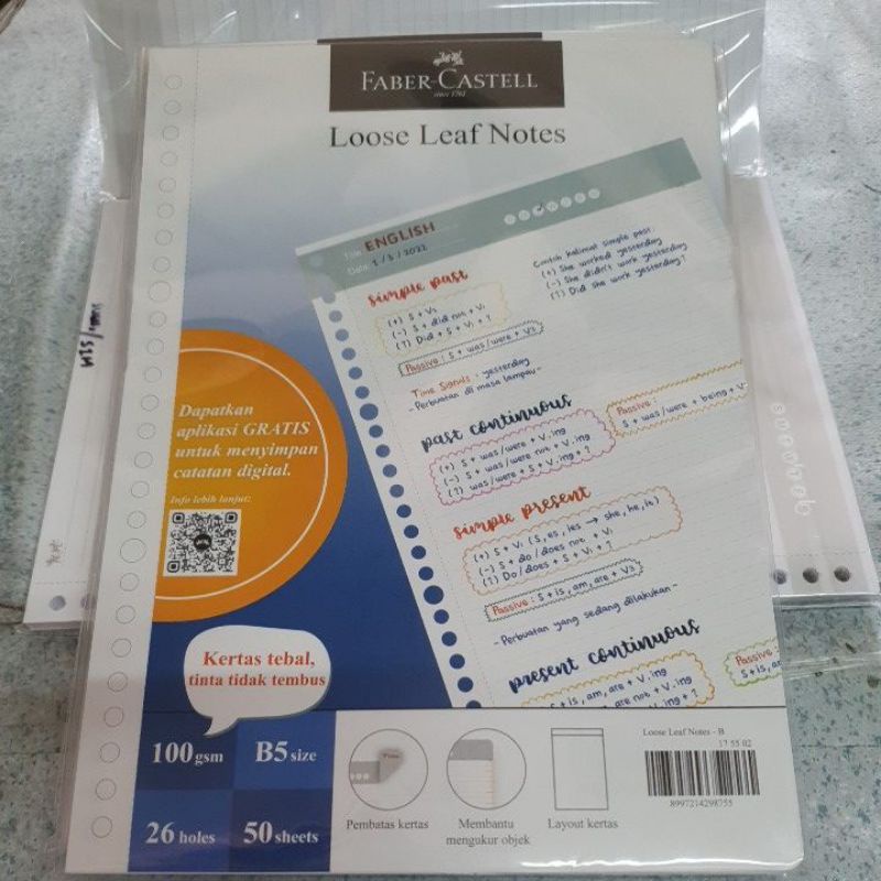 

loose leaf Notes, kertas binder, B5, faber-castell