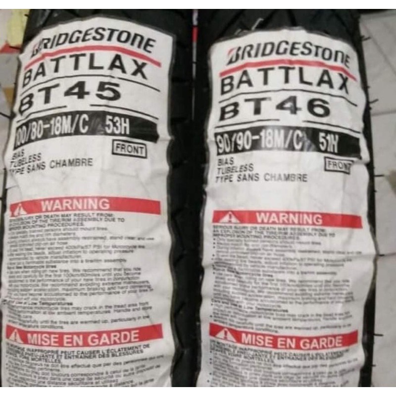 PAKETAN BAN LUAR BATTLAX  BT 46 UK 90/90-18 & BT 45 UK 100/80-18