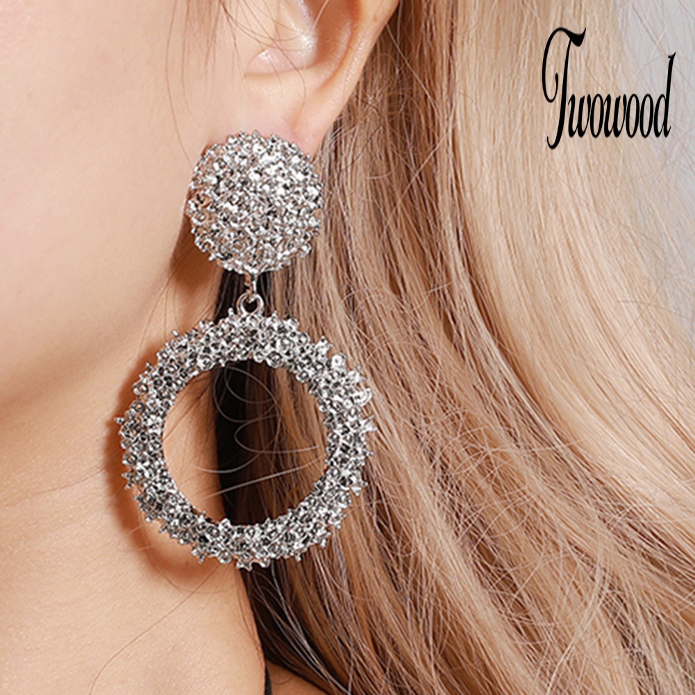 Anting Stud Bentuk Lingkaran Geometris Model Hollow Untuk Wanita