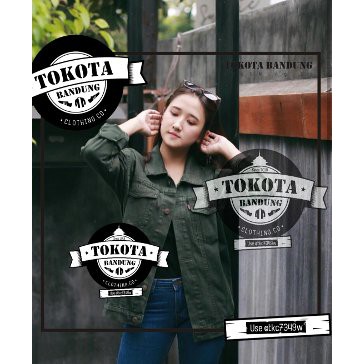 jaket jeans denim kemeja trucker jacket wanita hijau lumut green army militer hijau botol oversized