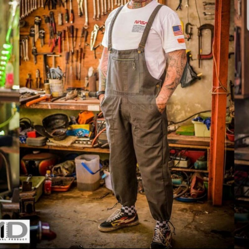 Overall Pria Jumpsuit celana kodok Street wear Style