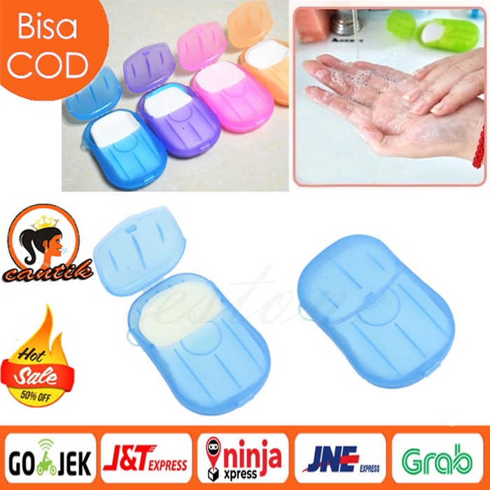 HC Sabun Kertas Kotak Cuci Tangan Hand Washing Tablet Busa Banyak Soap Paper Travel Travelling Lembaran