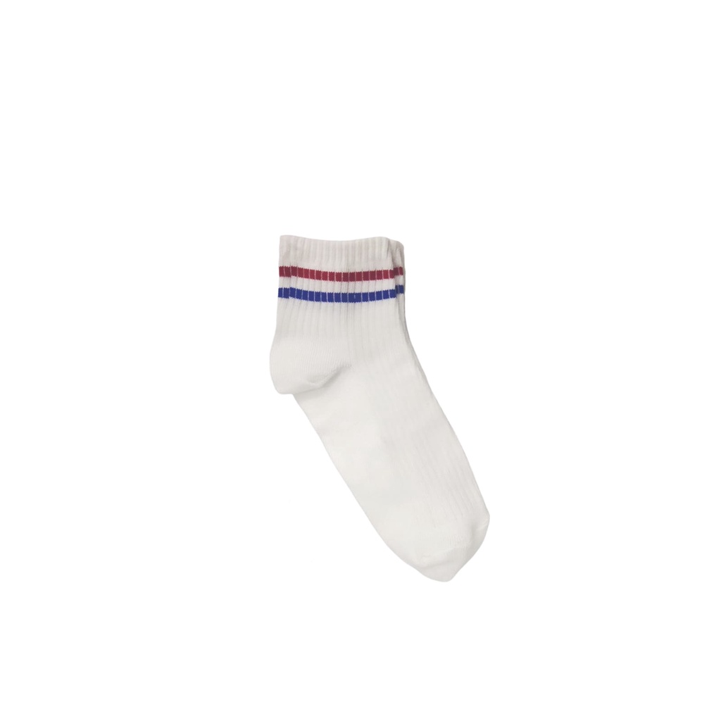 Kaos Kaki Korea Style ATAS Mata Kaki Ankle LowCut (Bahan Katun) 2STRIPS-3