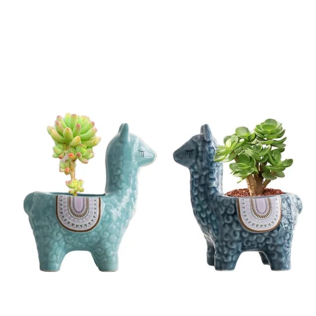 Pot Keramik Hewan Alpaca / Pot Bunga Kecil Keramik Untuk Dekorasi Meja