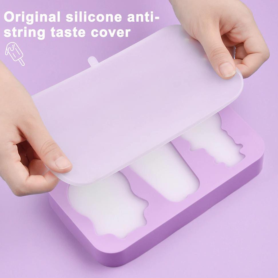 Grab Medan Cetakan Es Krim 3 Hole Silicone Mold Dessert With 50 Popsicle Sticks Model Oval Sj J