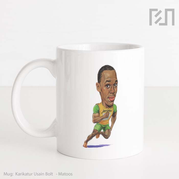 Gelas Keramik Caricature Usain Bolt Mug