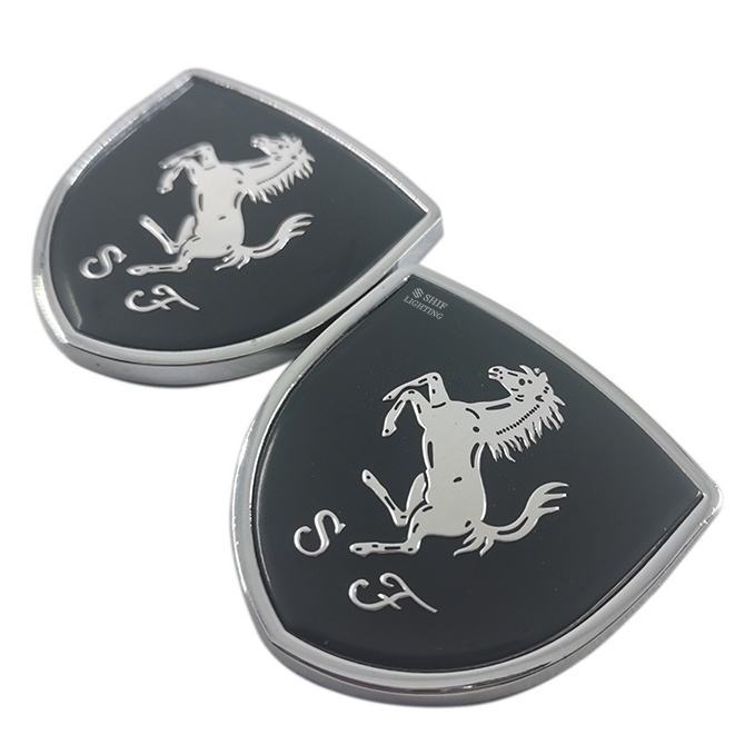 2pcs Stiker Emblem Logo Squadra FERRARI SF Bahan Metal Untuk Dekorasi Mobil