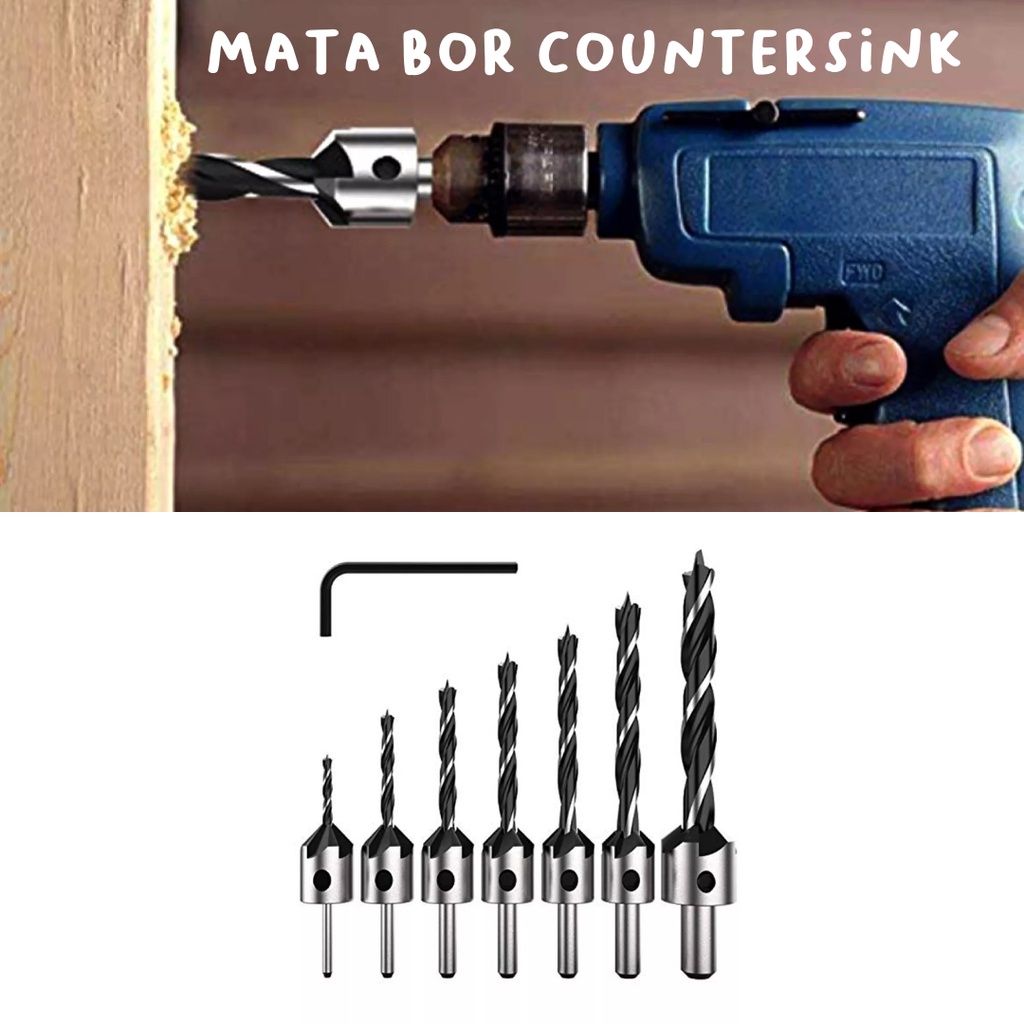 KAYU Mata Bor Drill Bit Countersink HSS 3-10mm 7PCS QST-K13 high quality