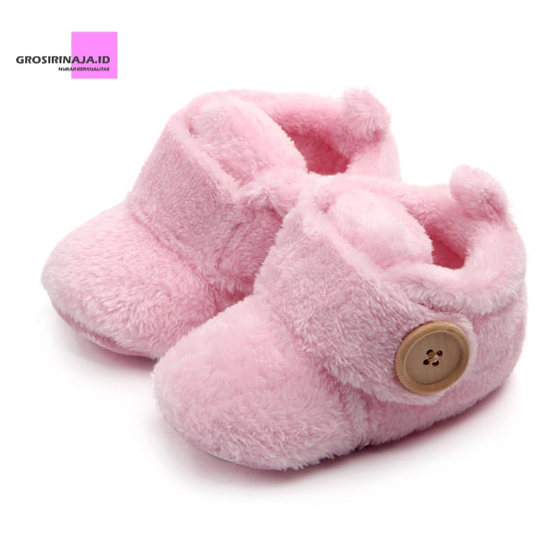 Sepatu Bayi Perempuan Model Bulu-Prewalker Perempuan 0-14 Bulan