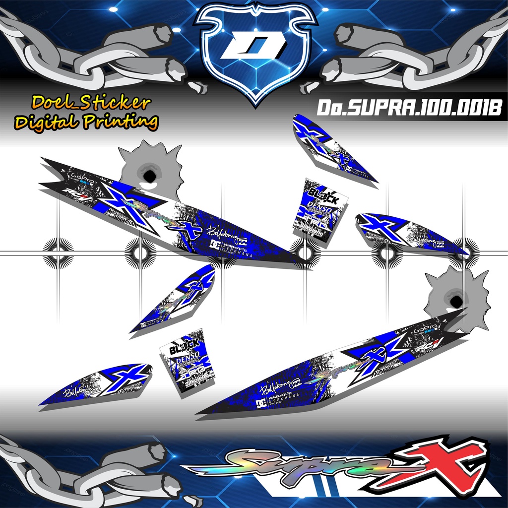 Striping Supra 100 / Supra X / Supra Fit Lama Variasi Sticker Stiker Skotlet Motor List HOONIGAN 001B