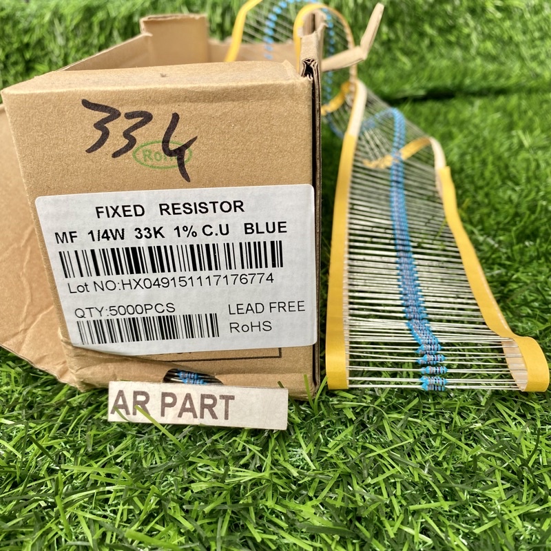 x10 resistor 33k 1/4watt 1% metal film taiwan kaki tembaga