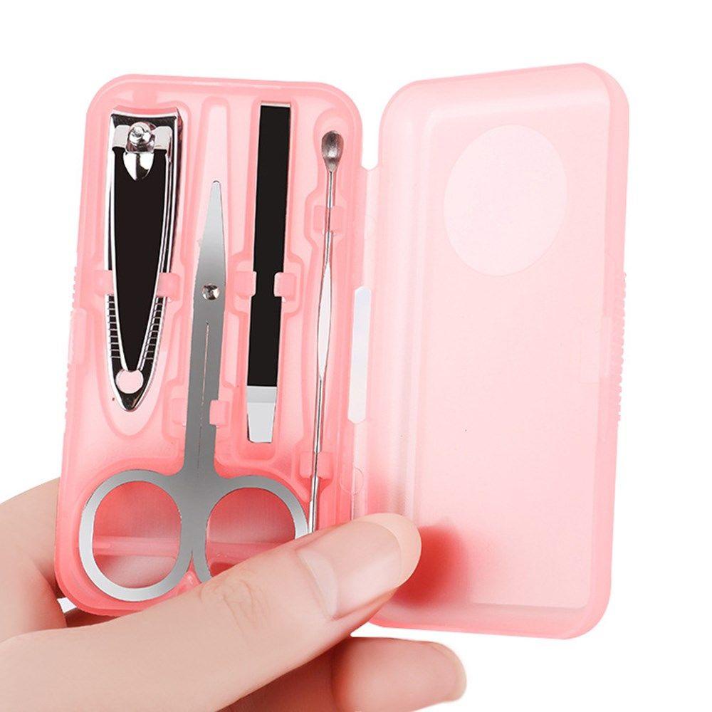 TOP 4pcs /Set Warna Acak Manicure Tool Set Travel Alat Set Perawatan Jari Grooming Kit Pedicure