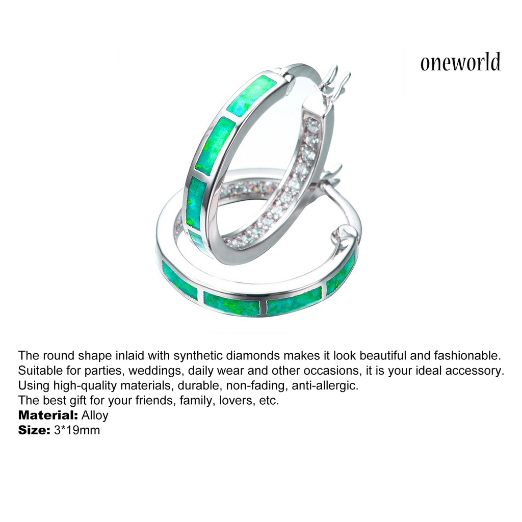 OW@ Earrings Dainty Rhinestone Inlaid Circle Shape Alloy Hoop Earrings for Party