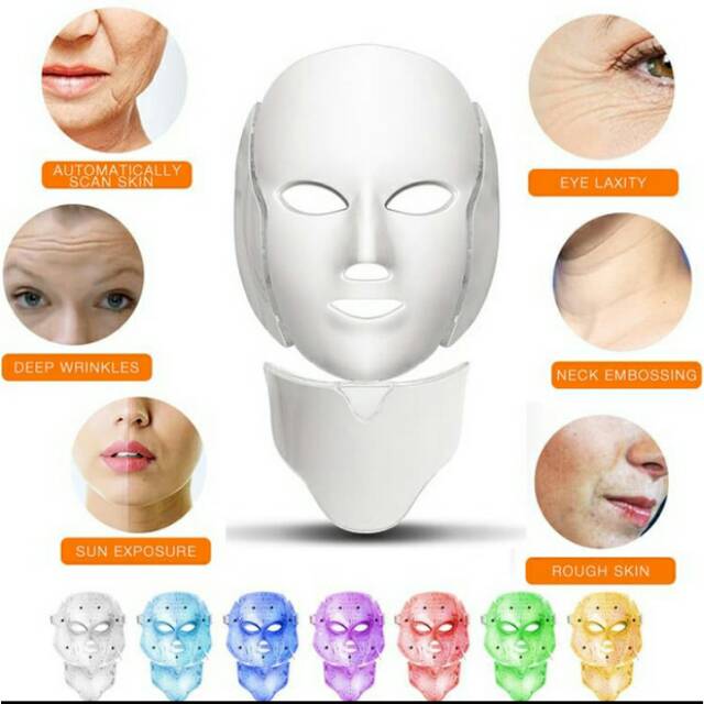 Masker Wajah Leher PDT 7 Warna LED Mask / Masker Muka PDT 7 Colour