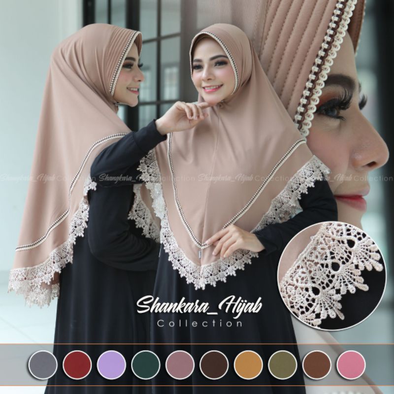 Hijab / Jilbab / Kerudung / Bergo / Khimar Instan Jersey Serut Renda List / Renda Serut Renda List Model Bergo Terbaru Termurah,Terjangkau dan Terlaris 2021/ Kerudung Wanita/ Muslimah Hijab
