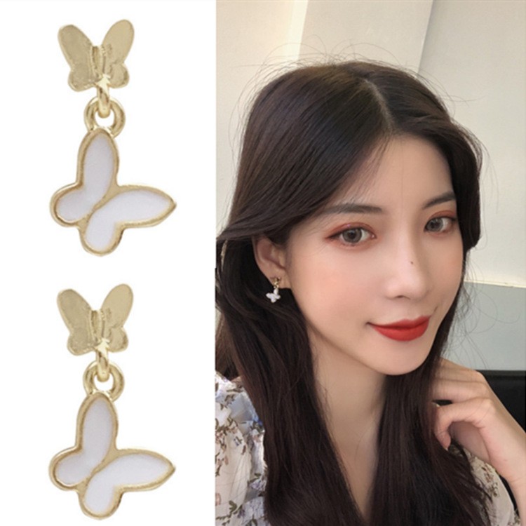 Anting temperamen perempuan, Korea bersih anting-anting shell merah kupu-kupu