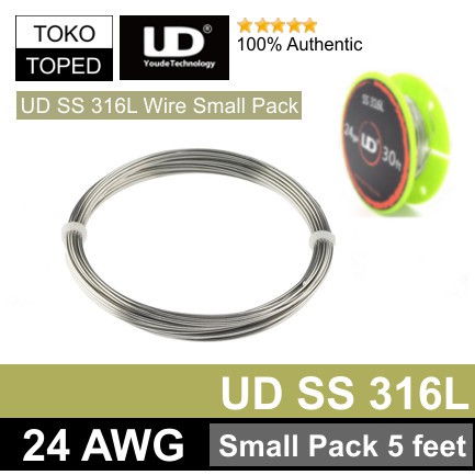 AN Authentic UD SS 316L Wire 24 AWG | Small Pack Edition 5 Feet Stainless