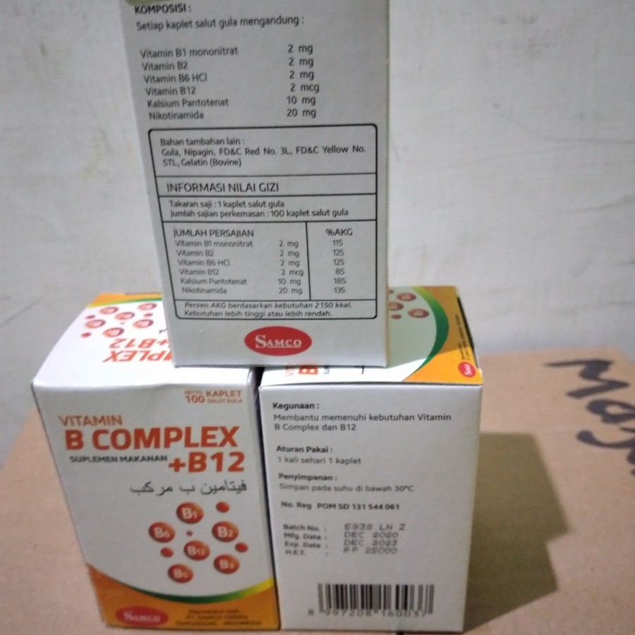 Vitamin B Complex + B12 Samco isi 100 butir