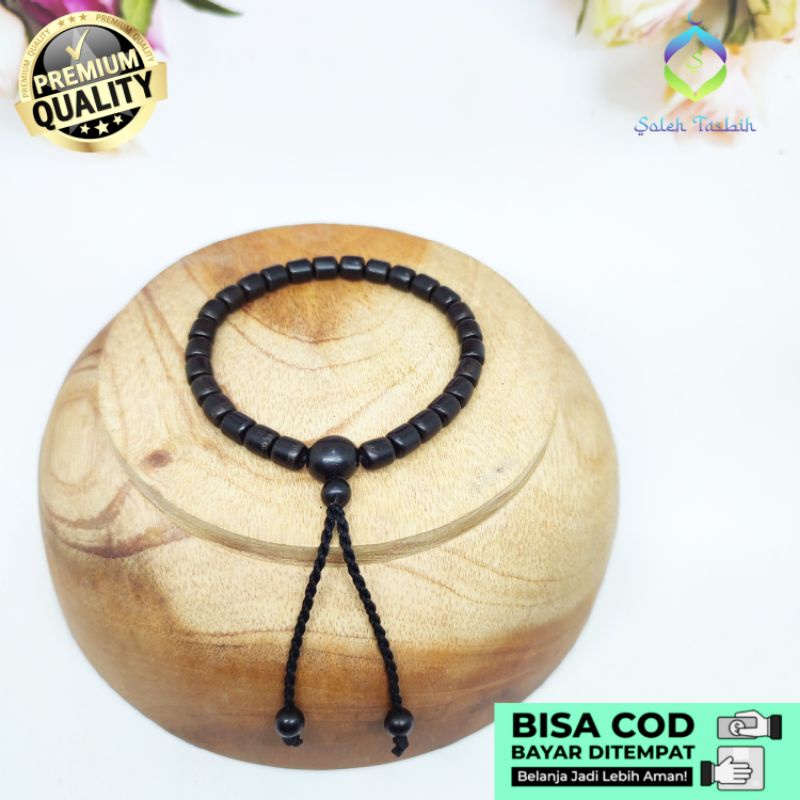 Gelang Kayu Galih Kelor Hitam Size 6mm Motif Tabung_Gelang Pria Dan Wanita