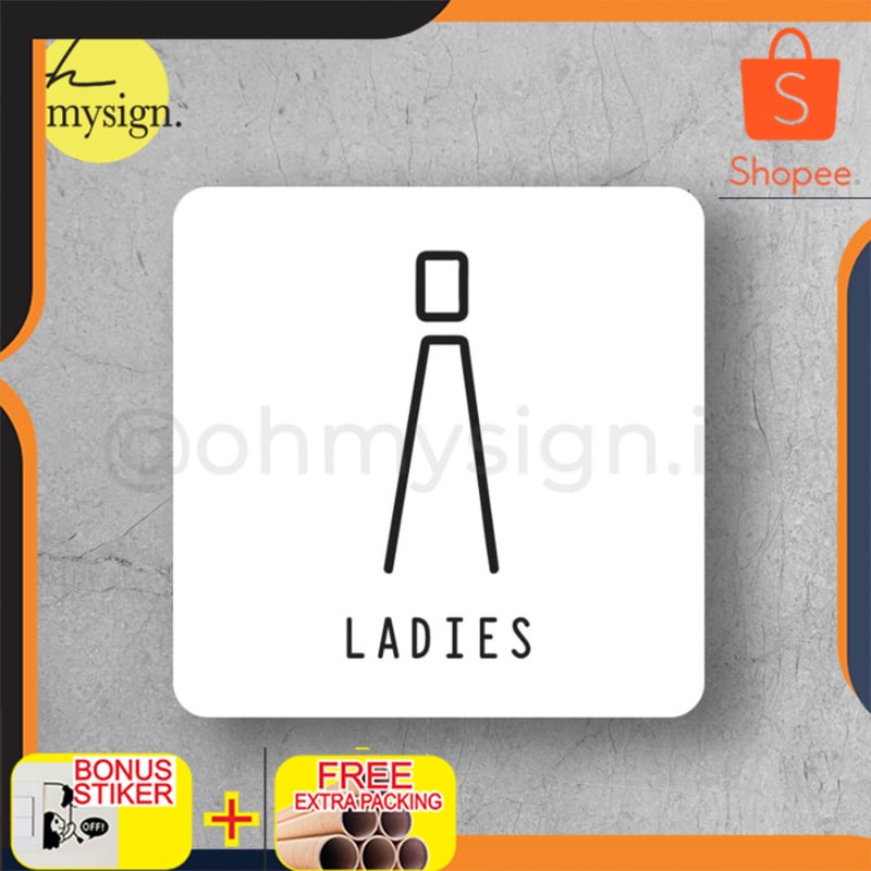 

Promo Sign Rest Room Toilet Ladies Women WC Akrilik UV Print Label Toilet Elegan