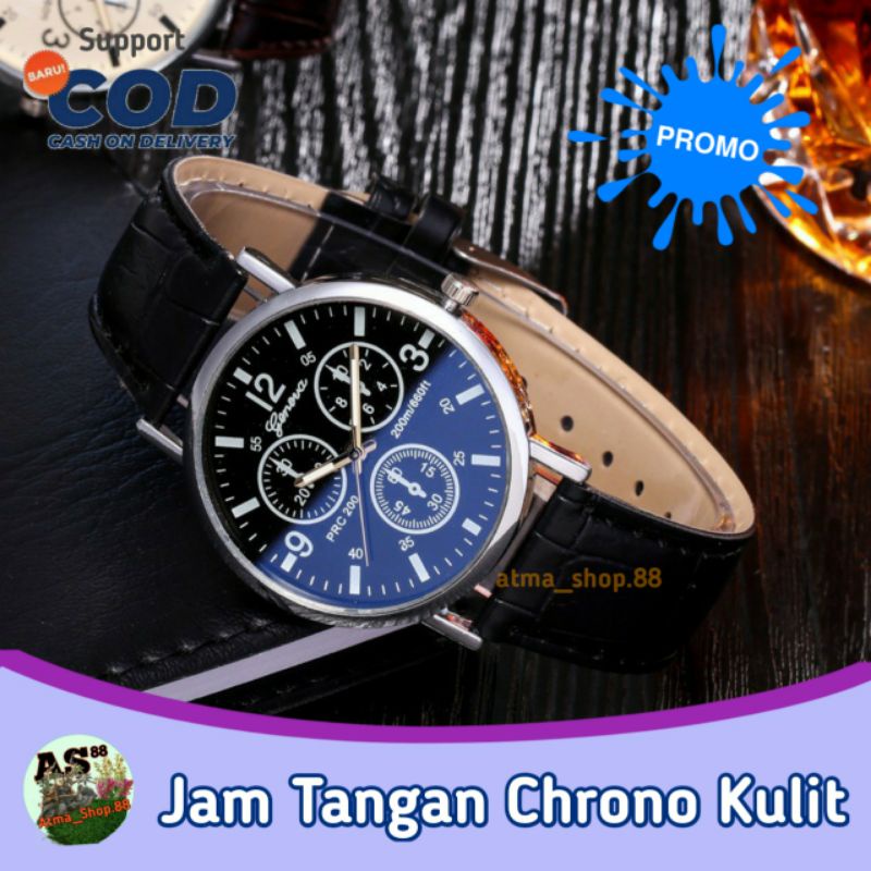Jam Tangan Pria Analog bukan Led Digital Sport Cowok Wanita Strap Kulit Keren Korea Kekinian Terlaris Promo Murah bisa Cod Belum Anti Air
