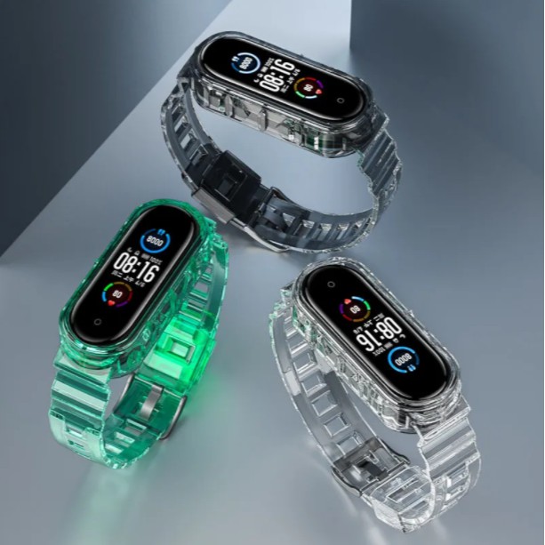 Xiaomi Mi Band Sports Silicone Strap Miband 3/4/5/6 Colorful Transparent Soft TPU Wristband