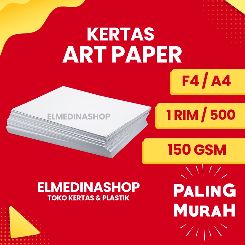 

1 RIM / 500 Lembar Kertas Art Paper 150 Gsm F4 & A4 Artpaper Glossy 2 Dua Sisi - AP150
