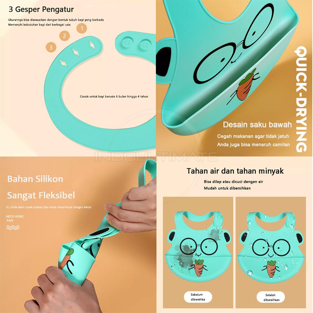 Celemek Air Liur Slabber Bayi Slaber Silicone PREMIUM BY-89-ST Celemek Makan Bayi Silikon Clemek Baby Bib Sleber Makan Bayi Tatakan Makan Bayi Tatakan Air Liur