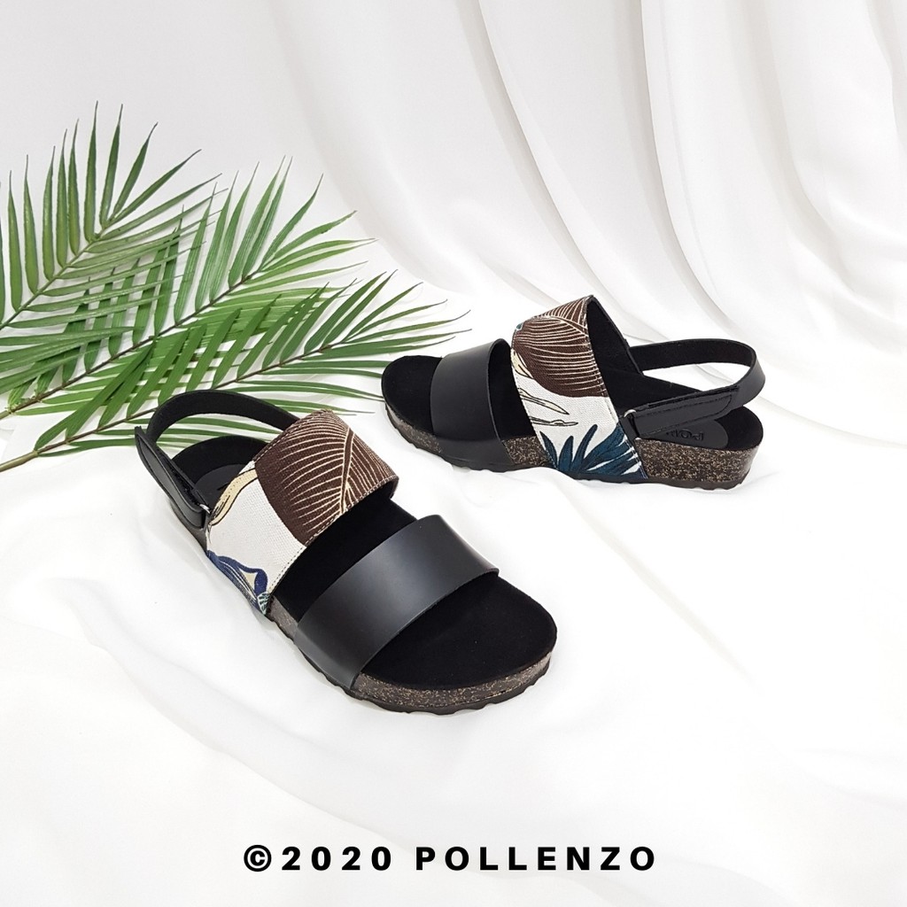 Pollenzo - Naila Birken Flip Flop Sandal Wanita Kombinasi Tali Kape-88-2