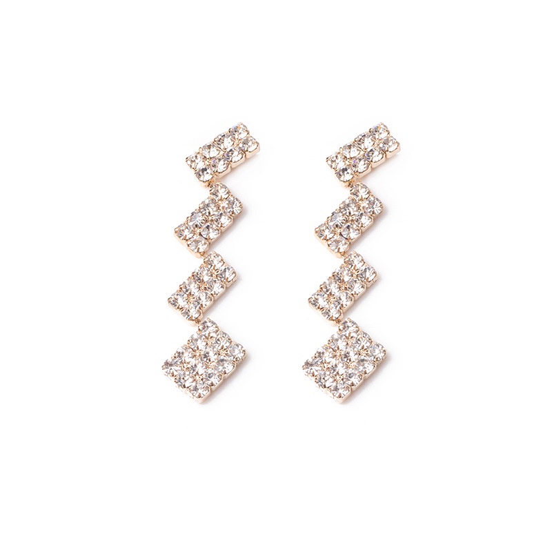 Anting Tusuk Gantung Bahan Sterling silver 925 Desain Geometri Hias Berlian Untuk Wanita