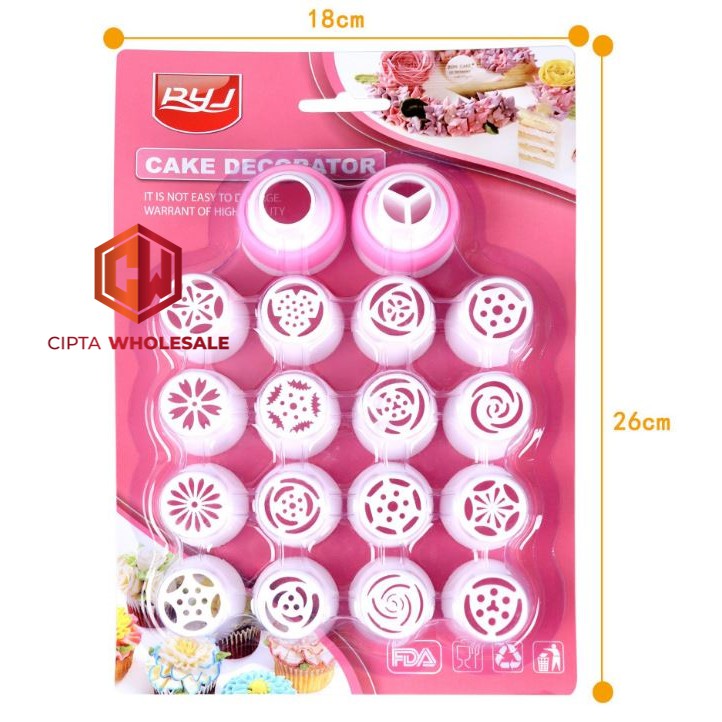 Spuit Cake Decorator cookies 16 heads 2 converters Russian Nozzle Set