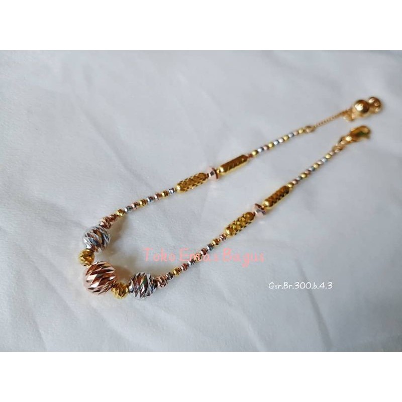 Gelang emas asli serut model bola type1 kadar 300 6k