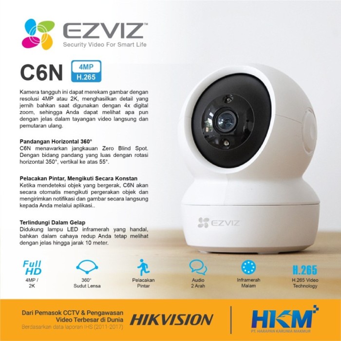 EZVIZ C6N 4MP 2MP Smart Wi-Fi Pan &amp; Tilt IP Camera IPCAM Garansi Resmi