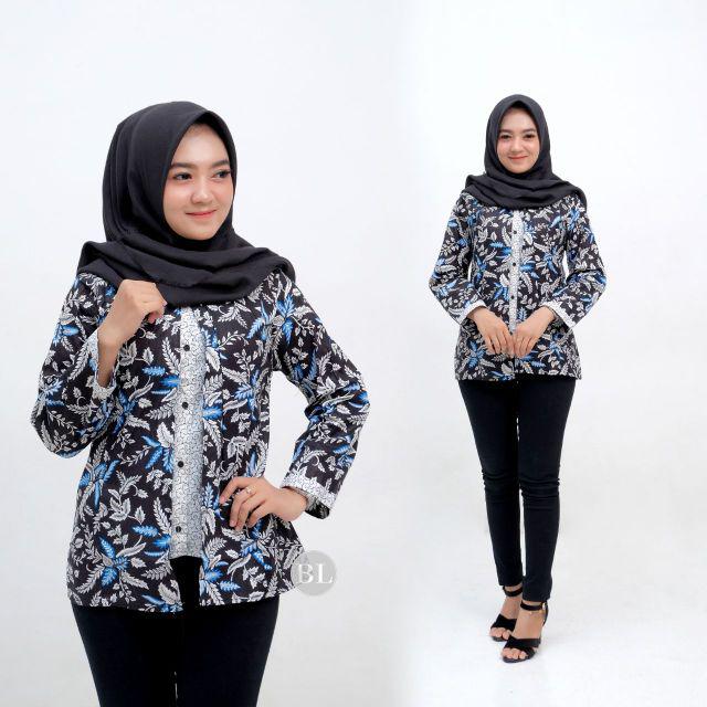 tey-17 Batik wanita ASJ SA HRB026 Kenongo Kemeja Tosca Pendek-G