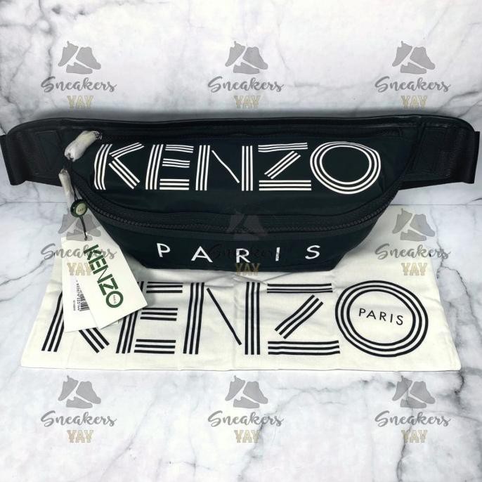 Promo Awal tahun Kenzo Paris Logo Black White Bumbag Waist Bag Original 100% NEW Promo Awal tahun