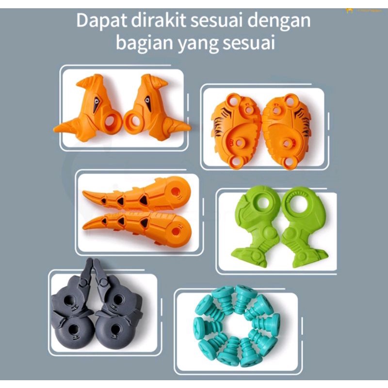 BLESSHOP Mainan Dinosaurus DIY Dino Bongkar Pasang Dinosaur